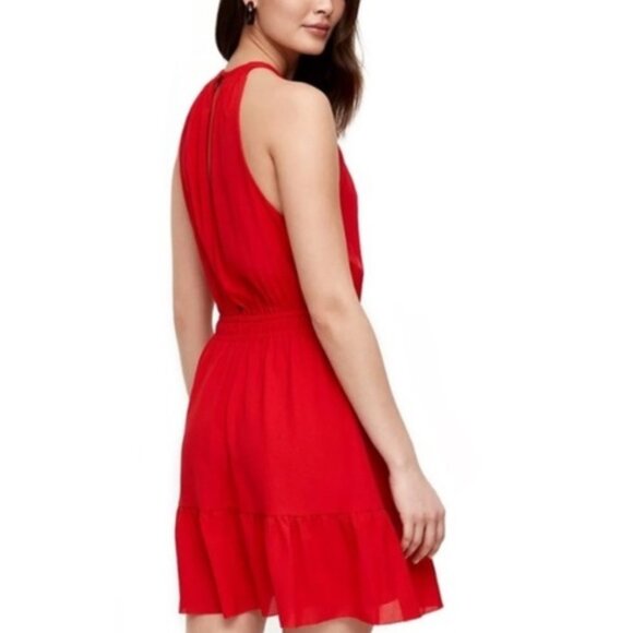Aritzia Wilfred Red Effet Crepe Halter Mini Dress Size Medium - Picture 3 of 12